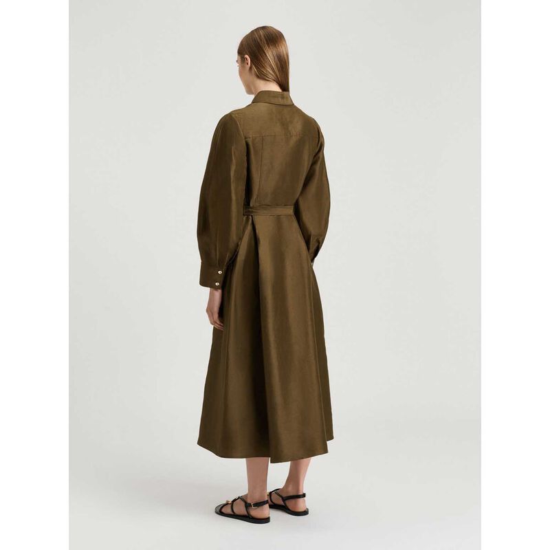 Veronika Maine Linen Viscose Blend Belted Midi Dress image number 1